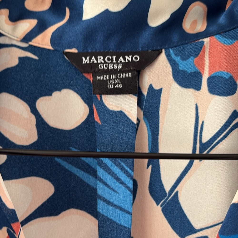 Marciano Blue and White Pleated Halter Sundress - Size XL - Picture 6 of 7
